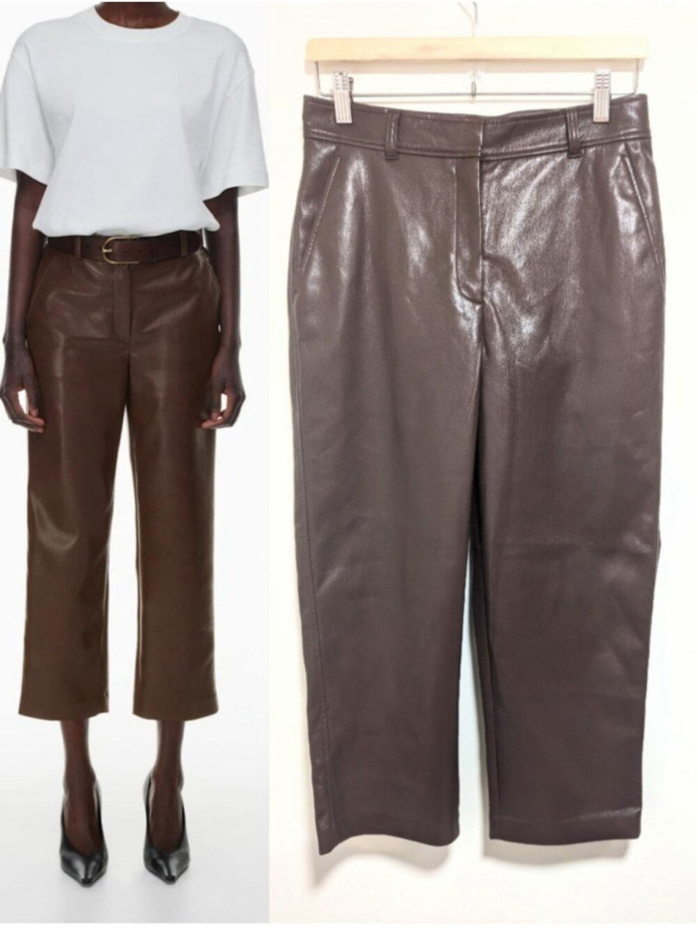 Aritzia Babaton | Command Cropped Vegan Leather Pants In Coffee Bean